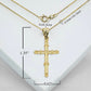 Gold Bamboo Textured Cross Pendant Necklace