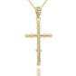 Gold Bamboo Textured Cross Pendant Necklace