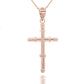 Gold Bamboo Textured Cross Pendant Necklace