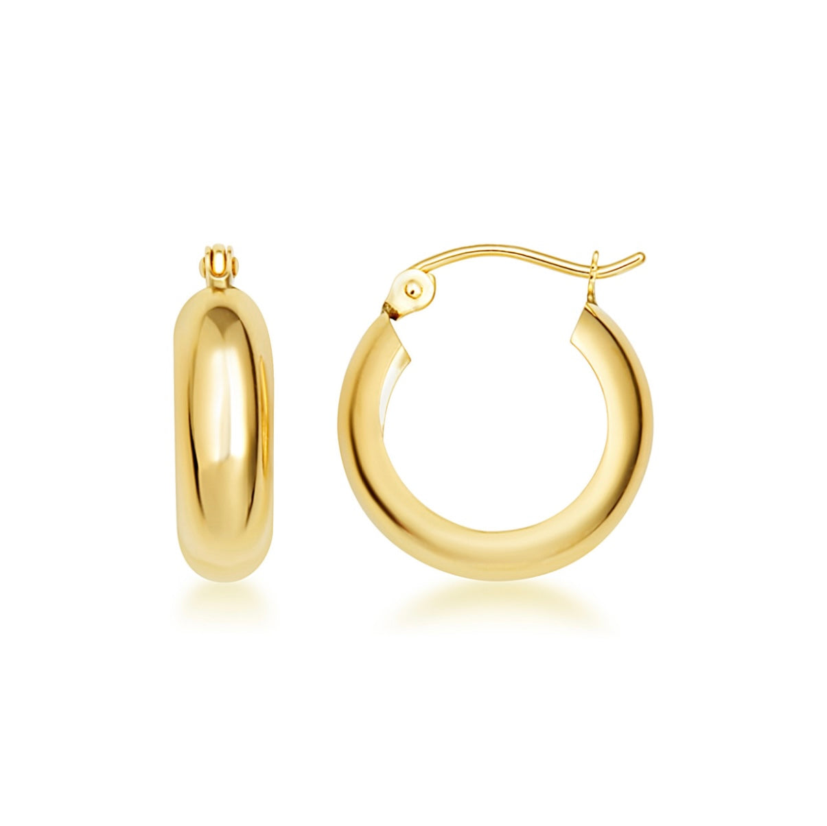 14K Yellow-Gold Tube Huggie Hoop Earrings