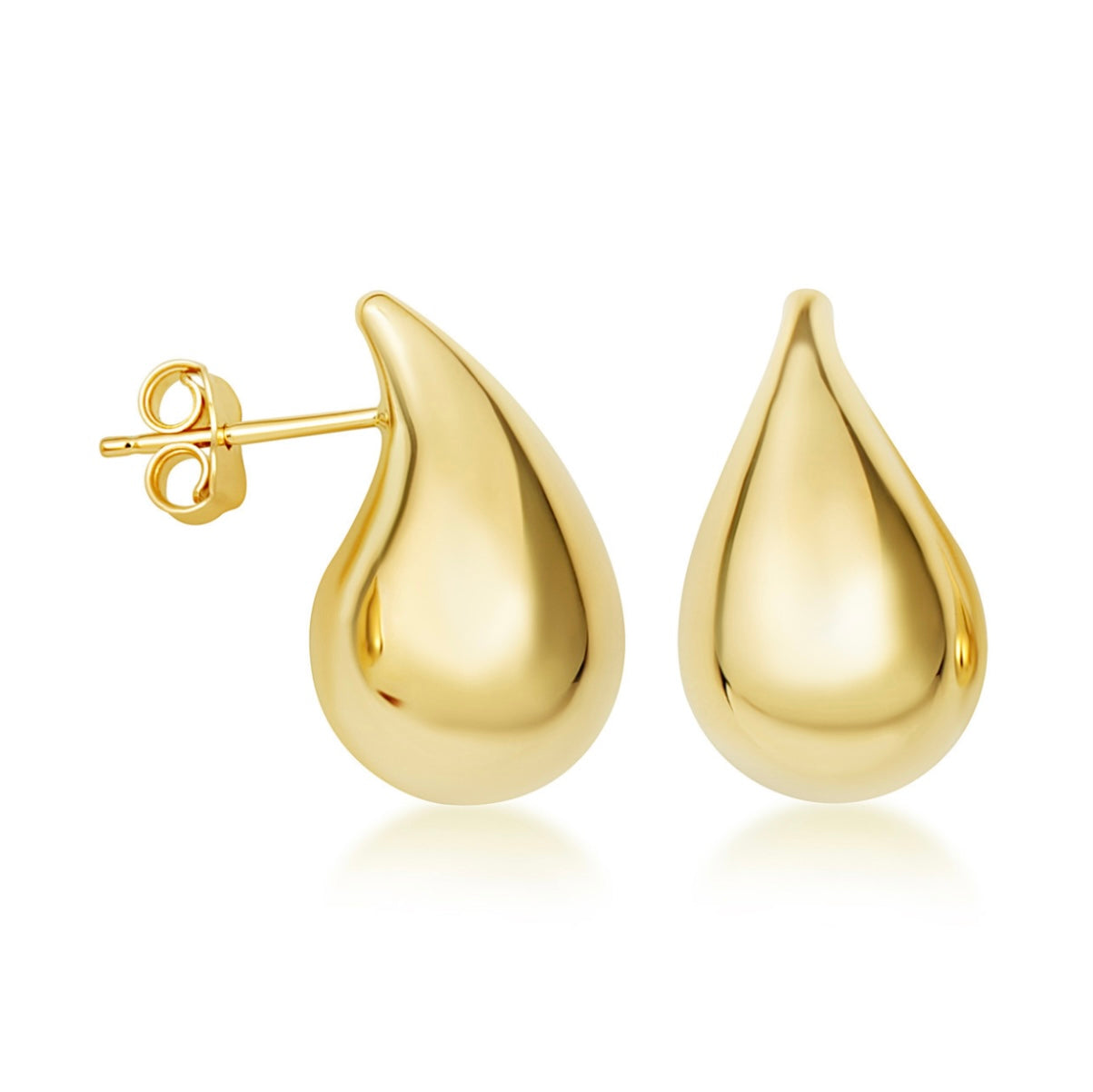 14K Yellow-Gold Teardrop Stud Earrings