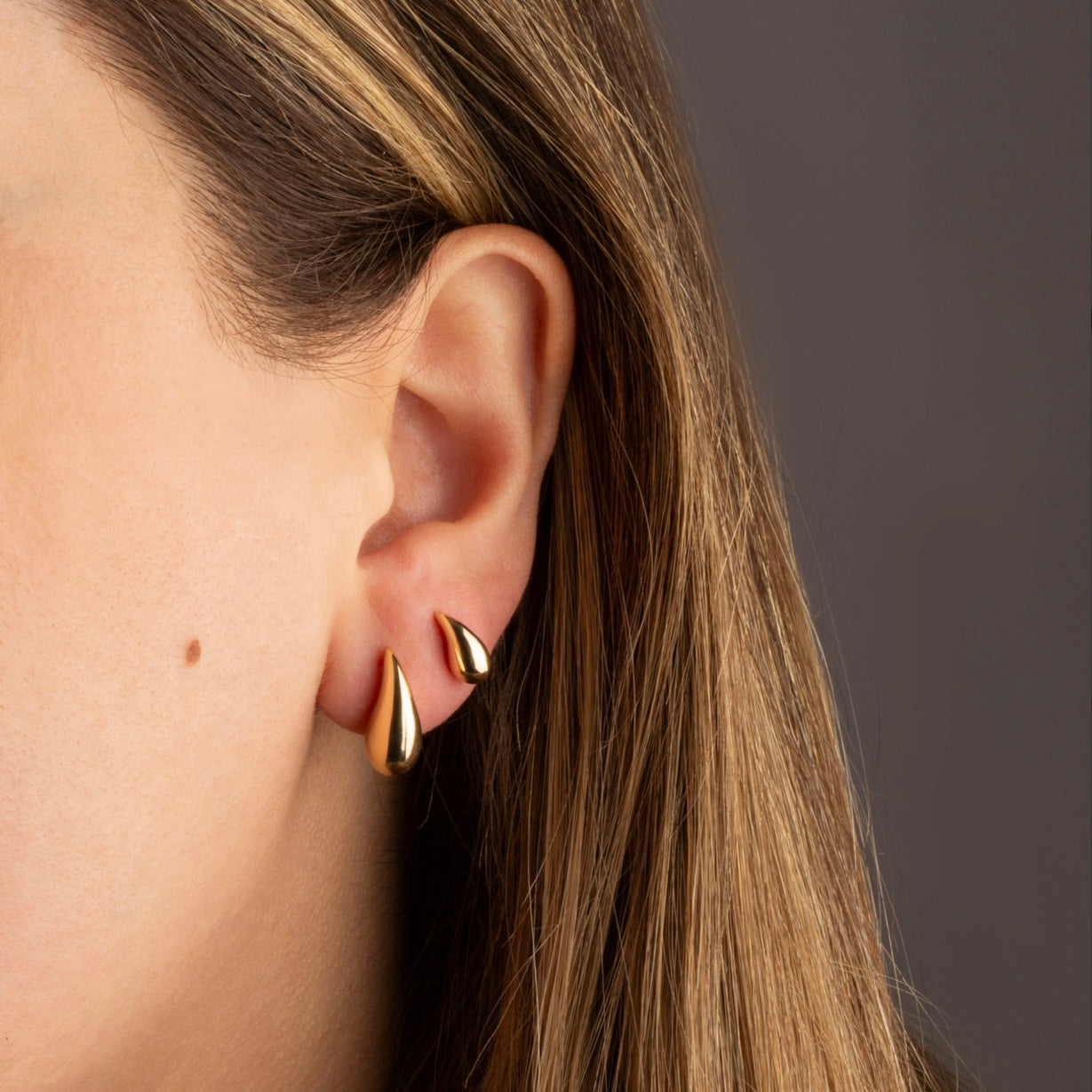 14K Yellow-Gold Teardrop Stud Earrings