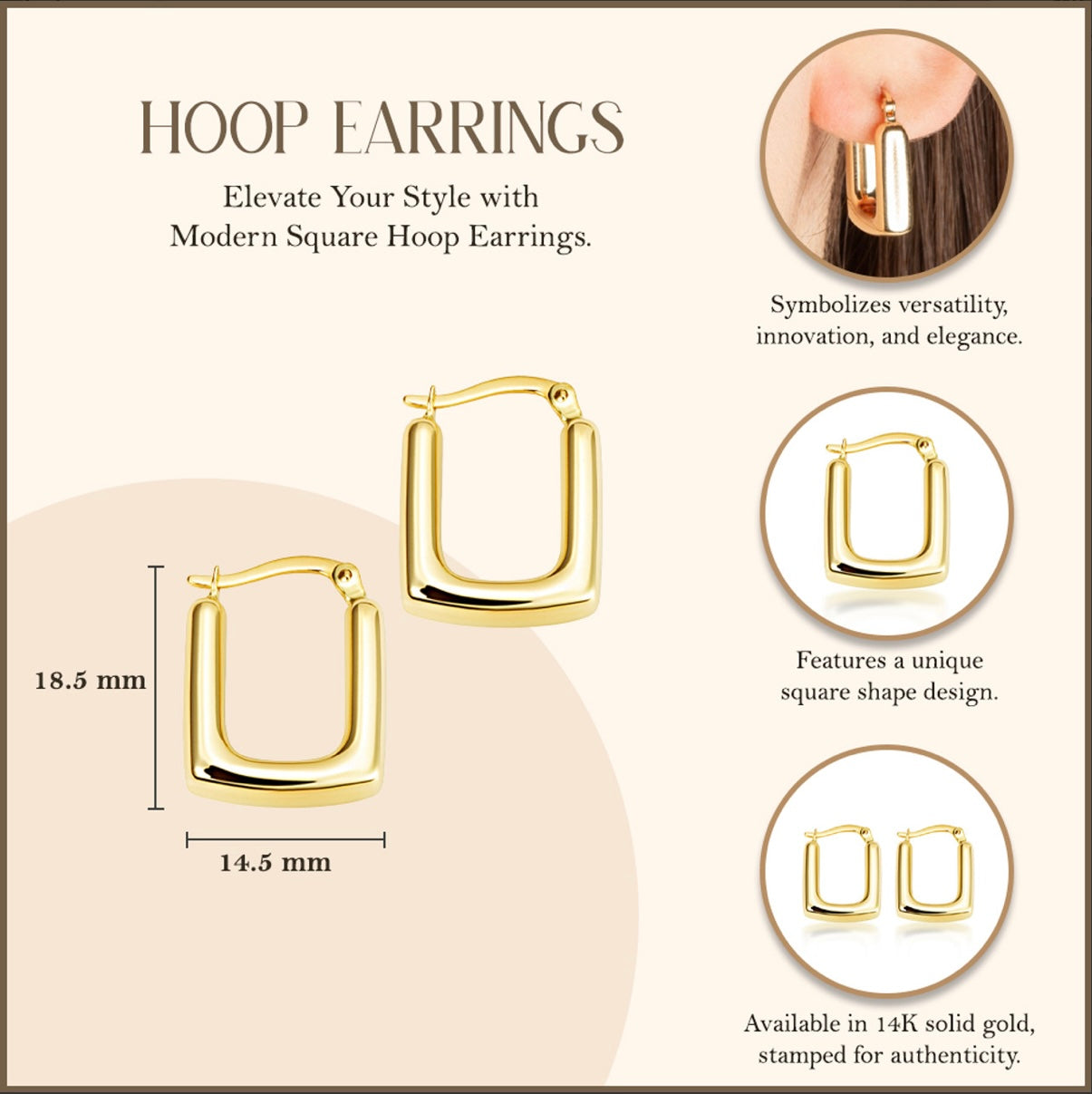 Modern Square Hoop Earrings